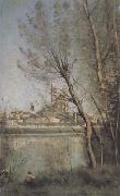 Jean Baptiste Camille  Corot La cathedrale de Mantes (mk11) Sweden oil painting artist